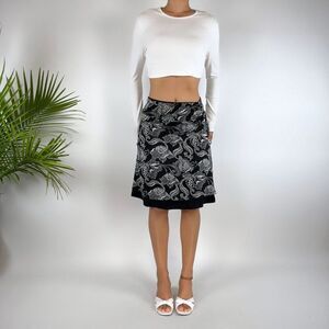 Vintage Y2K Indie Grunge Black & White Floral Midi Skirt / Size: S/M